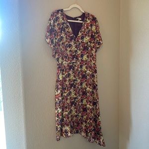 Lewit Asymmetrical Floral Midi Dress